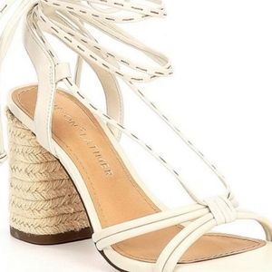 NWT! Tasha leather ankle wrap heels.